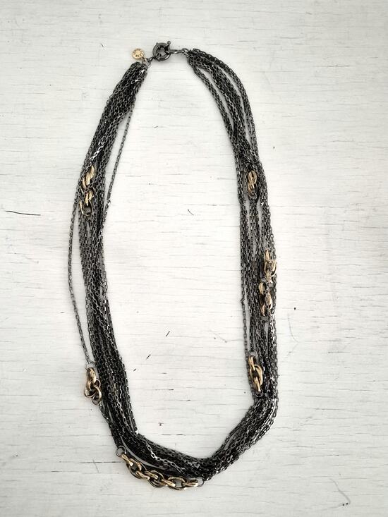 J.Crew Jewelry - J. Crew Charcoal and Brass Multi-strand Chain Necklace